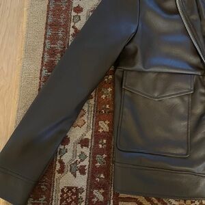 Evereve Avec Les Filles Dark Brown Vegan Leather Bomber Jacket